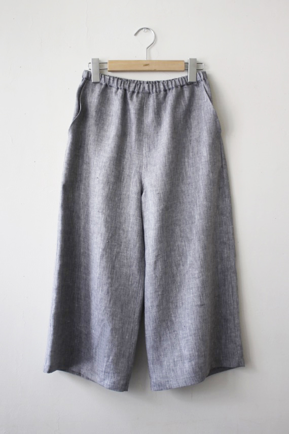 3/4 Length pants linen100% LINNET No.125ポケット付き 七分丈パンツ リネンヘリンボーン